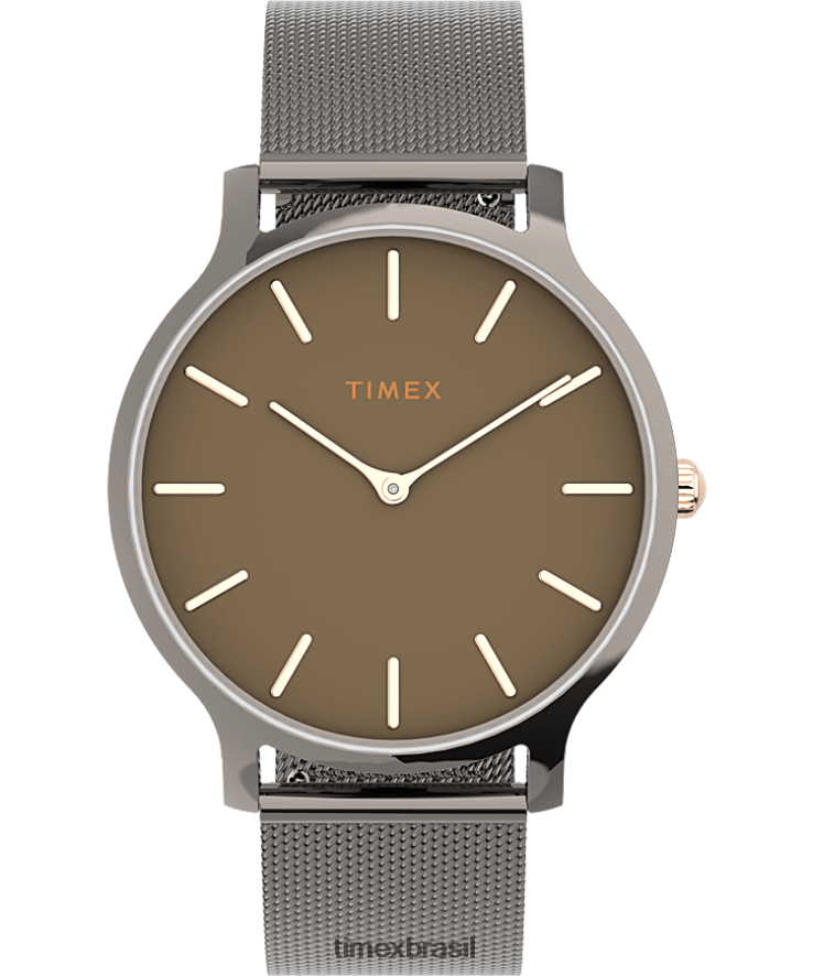relógios | Timex mulheres transcende o relógio com pulseira de malha de aço inoxidável de 38 mm XFN60X355 bronze/preto