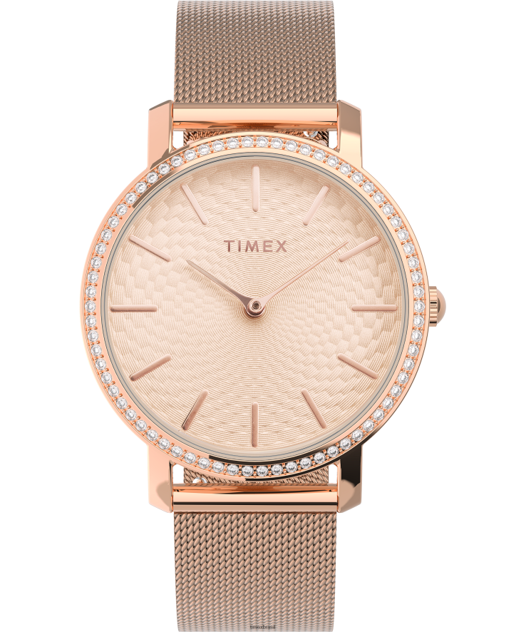 relógios | Timex mulheres transcende relógio com pulseira de aço inoxidável de 34 mm XFN60X360 tom rosa dourado