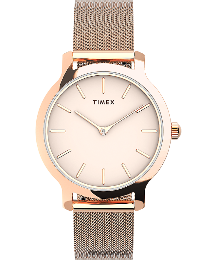 relógios | Timex mulheres transcende relógio com pulseira de malha de aço inoxidável de 31 mm XFN60X362 tom rosa dourado/rosa