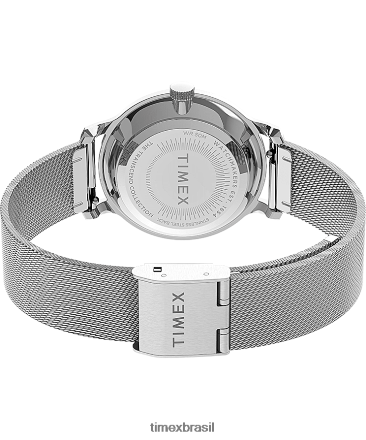 relógios | Timex mulheres transcende relógio com pulseira de malha de aço inoxidável de 31 mm XFN60X380 tom prata